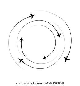 several planes circling in the sky. airplane illustration template. Vector airplanes in the sky