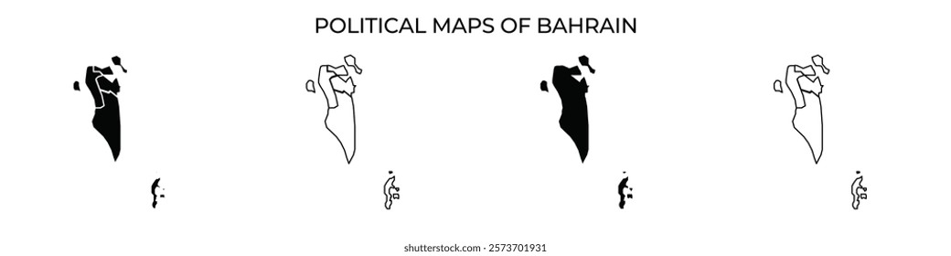 Several political maps display the evolution of Bahrains borders, showing significant territorial changes throughout different historical periods. Each map emphasizes distinct features.