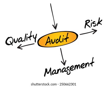 Several possible outcomes of performing an AUDIT, business concept