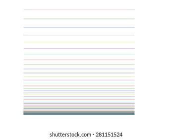 Several randomly coloured lines starting from the top and approaching the bottom. The lower, the more lines, i.e., the thicker is the figure. 