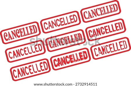 Several red cancelled stamps arranged diagonally