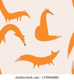 several red foxes seamless pattern