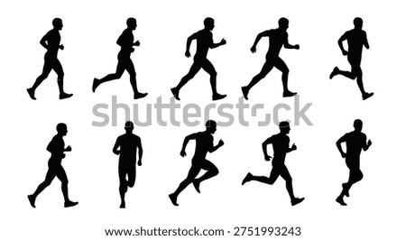 Several running silhouettes in various poses