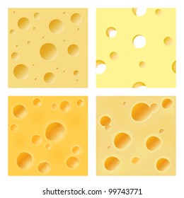 Several seamless patterns representing the surface of hard cheese