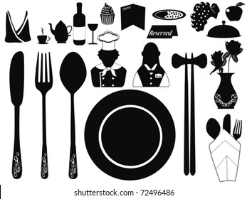 several set of restaurant objects for design