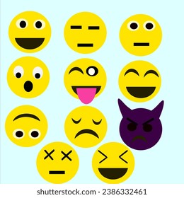 Several sets emoji of various shapes and expressions