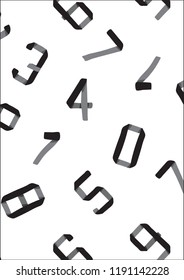Several shades of grey, black and white pattern repeat with random allover numbers 