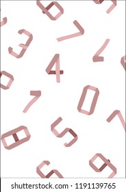 Several shades of pink and white pattern repeat with random allover numbers 