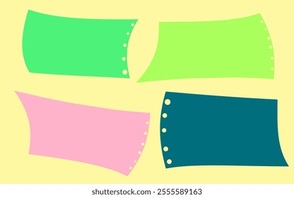 several sheets of colorful note paper with yellow background