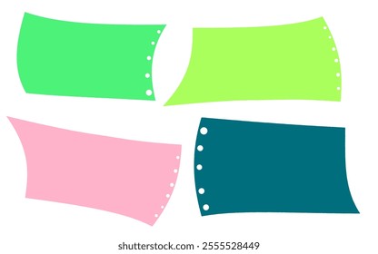 several sheets of colorful reminder note paper without background