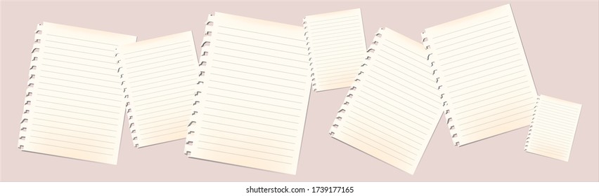 Several sheets of writing paper in a ruler - Vector
