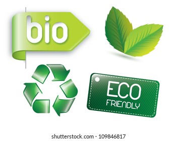 several signs ecological over white background vector illustration