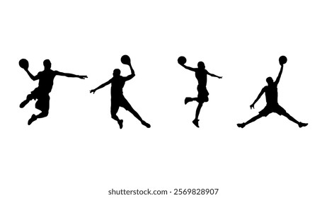 several silhouettes of professional basketball players