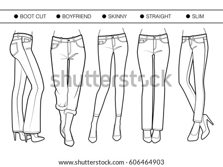 Several silhouettes of trousers