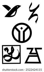 several simple logo design illustrations of the letter Y