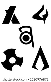 several simple logo illustrations of the letter A