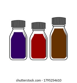 several small bottles are clear and contain liquids of various colors