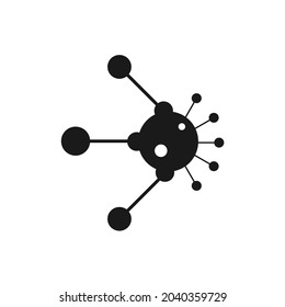 several small circles connected by a line to a large circle