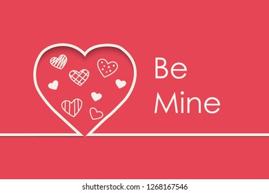 Several small hearts in one big on a red background