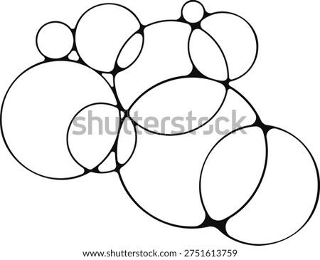 Several soap bubbles arranged in a merged, overlapping group formation.