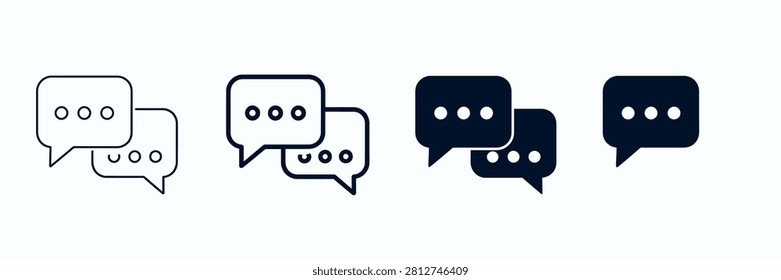 Several speech bubbles with dots in different colors on a white background