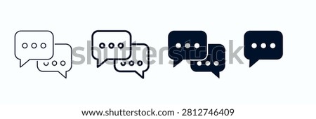 Several speech bubbles with dots in different colors on a white background