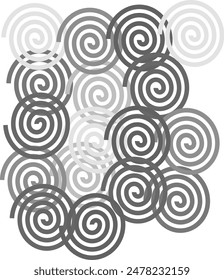 several spiral shapes are colorful and close to each other