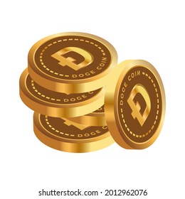 several stacked dogecoins. vector graphics