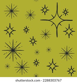 several stars with different shapes on light green background for any prints walls fabric