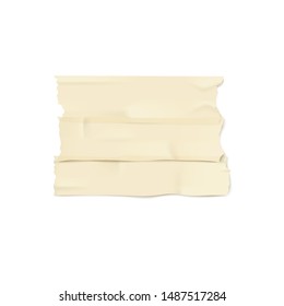 Several strips of adhesive or medicine masking blank tape the realistic vector illustration mockup isolated on white background. Sticky paper repair label or scotch template.