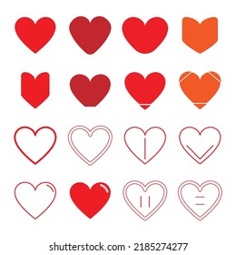 several style of heart set