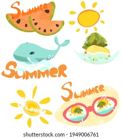 Several summer vectors for flyers, cards, prints.