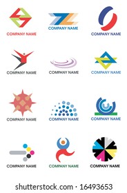 Several symbols for use on a company logo. Vector illustration.