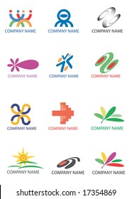 Several symbols for use on a company logo. Vector illustration.