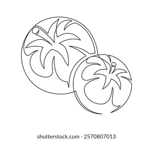 Several tomato contour line isolated on white background. Simple vegetable silhouette. Hand drawn tomato outline. Vector illustration