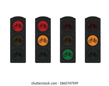 several traffic lights with different lights on