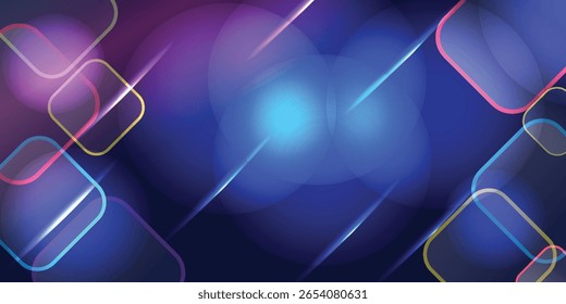 Several translucent rounded rectangles overlap, exhibiting a gradient blend of blue, purple, and pink tones. The rectangles have thin, colored borders.