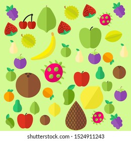 Several types of fruits, background pattern