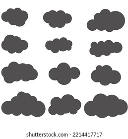 varios tipos de nubes grises sobre fondo blanco