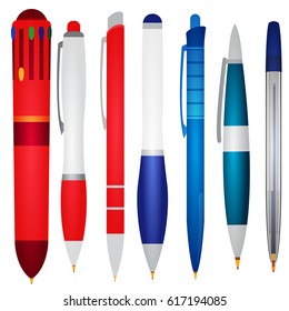 Several types of pens. Stationery.