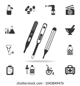 several types of thermometer icon. Detailed set of medicine element Illustration. Premium quality graphic design. One of the collection icons for websites, web design, mobile app on white background