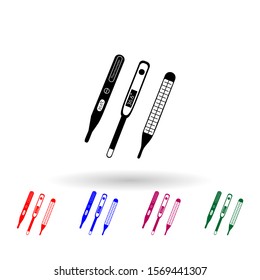 Several types of thermometer multi color icon. Simple glyph, flat vector of medecine icons for ui and ux, website or mobile application