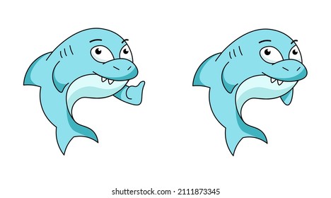 several variants of cartoon shark
