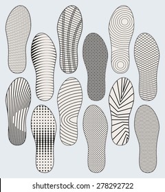 Several Variants Of Vector Patterns Of Shoe Soles