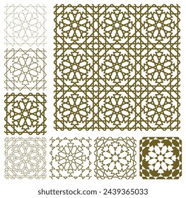 Several variations of the pattern in Arabic geometric style