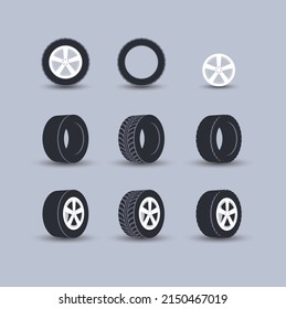 several vector illustrations of tires