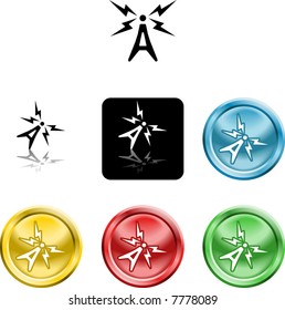 Several versions of an icon symbol of a stylised atenna aerial