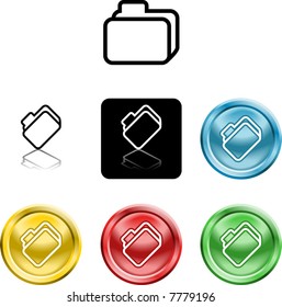 Several versions of an icon symbol of a stylised file folder