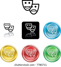 Several versions of an icon symbol of a stylised set of masks