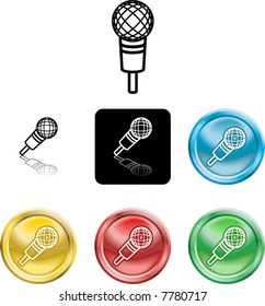 Several versions of an icon symbol of a stylised microphone